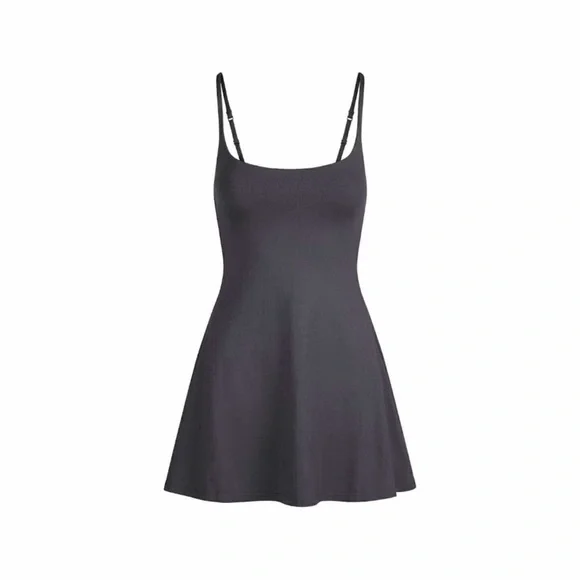 SKIMS NWT Smooth Lounge Skimpy Strap Mini Dress- Obsidian - Picture 3 of 4